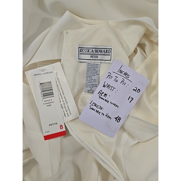 Vtg Jessica Howard Beaded White Long Dress Womens 8P Formal Wedding Sleeveless - Picture 6 of 6